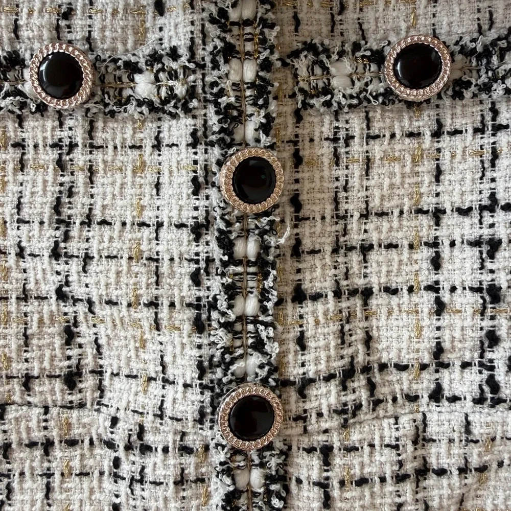 Blueberi Boulevard 2T Toddler Tweed Dress Black White Peter Pan Collar w/ Beret